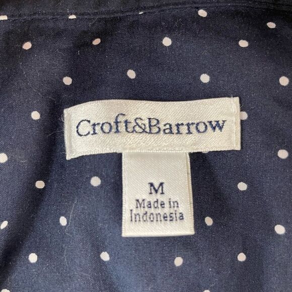 Croft & Barrow Blue and White Polka Dot Button Down Shirt Size M EUC - Picture 8 of 8